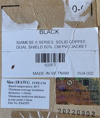 PerfectVision Solid Copper Dual Shield 18AWG PVC Black Cable 500ft WM-002