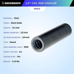 Sandbaggy 1/2″ Coil Rod Coupler – Round Threaded Coupling Nuts