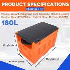 48 Gallon 10 GPM Portable Fuel Tanks with 12V DC Electric Transfer Pump Orange
