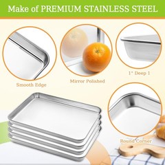 Stainless Steel Baking Sheet Set 4 18x13x1 for Oven Heavy Duty