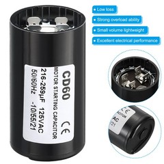 Motor Start Capacitor, 2 Pack 216-259uF/Mfd 125V 50/60Hz CD60 Run Capacitor