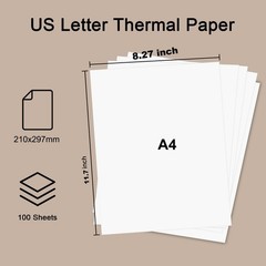 100 Sheets A4 Thermal Paper, 8.27×11.69′ Thermal Paper(210 x 297 mm) for Port…