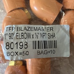 10 Pack TFP Blazemaster 1 x 1/2″ Slip x FNPT CPVC 90° Sprinkler Head Elbows