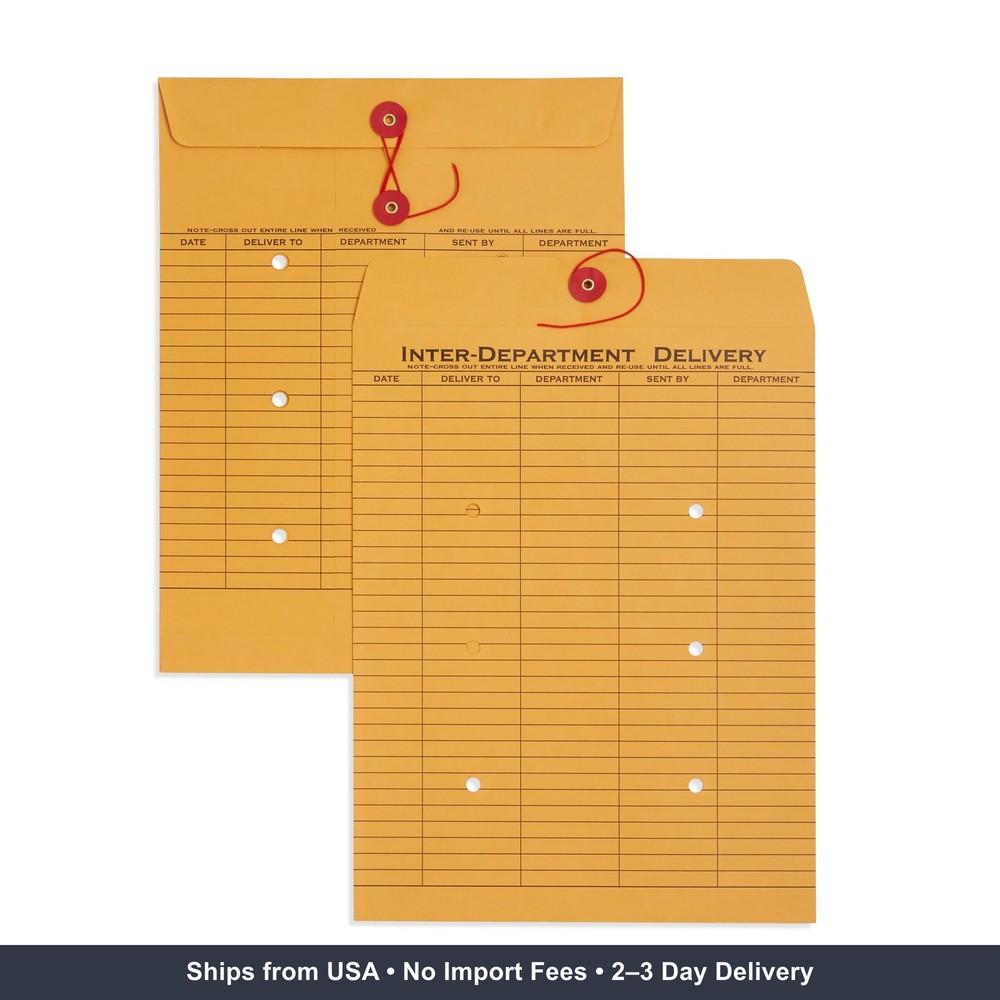 Blue Summit Supplies Interdepartment Envelopes with String Tie 10 x 13 Inches, B