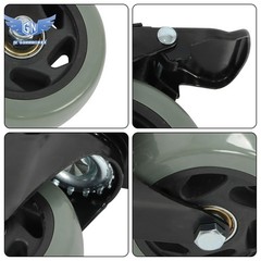 4Pcs Heavy Duty Polyurethane Casters 360 Rotation 4-Inch WIth Brake Grey Durable