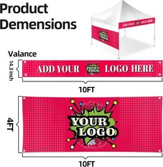 Custom Tent Banner and Valance with Logo Customize fit for Canopy Tent 10x10ft