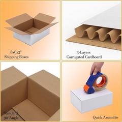 Versatile 8x8x3 Small Shipping Boxes Set of 25 – Reliable Protection for Items