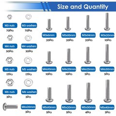 smseace 453Pcs Wood Screws with Nuts and Bolts Assortment Kit #6 #8, Silver