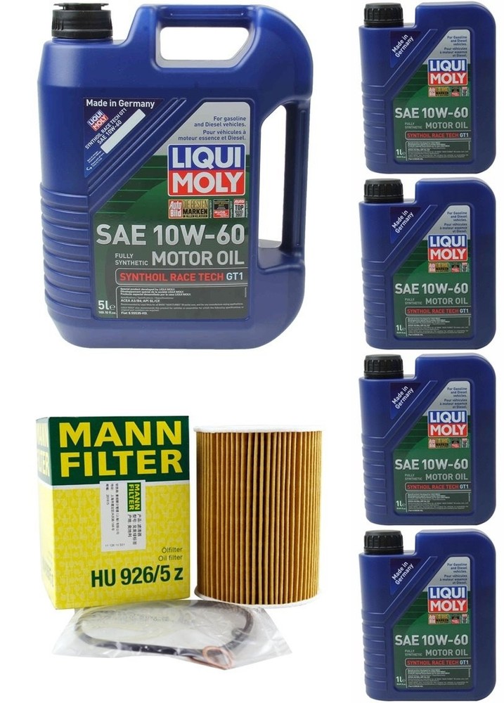 Oil Change Kit w/MANN HU926/5z Oil Filter + LIQUIMOLY 10W-60 Compatible w/BMW O