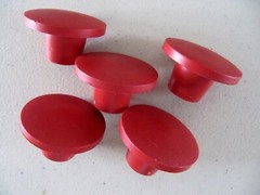 Dimco Gray Push Pull Knob, Red Thermoplastic 1/4-20 x 7/16 Insert, Package of 5