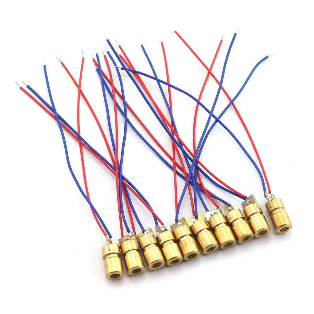 10 PCS Mini 650nm 6mm 5mW Red Laser Dot Diode Module Copper Head 5V
