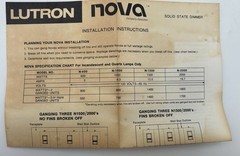 Lutron N-1500 Nova 1500W Architectural Large Dimmer Switch, 120 VAC, 1 Pole