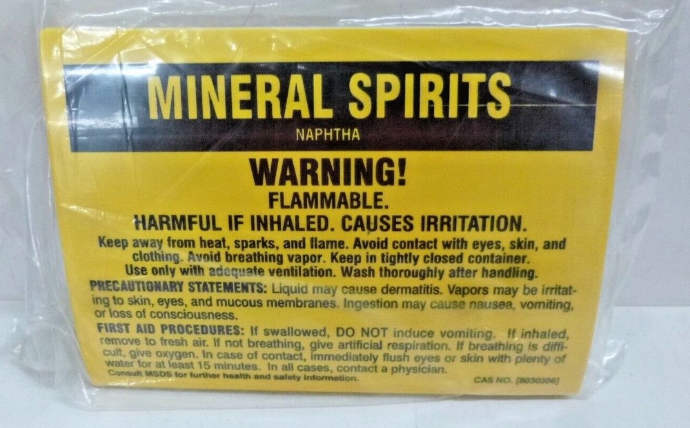 NEW BRADY Chemical Label, Polyester, MINERAL SPIRITS, English, 3-1/2″ Height