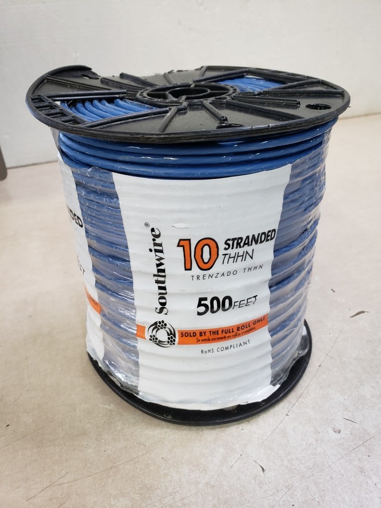 Southwire 500 Ft. 10 AWG Stranded Blue THHN Electrical Wire 22976557 Southwire