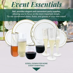 Champagne Flutes Plastic (50 Pack, 9oz) Clear, Stemless | Disposable Mimosa