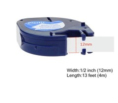 Compatible Dymo LetraTag Refill 91331 12mm White Plastic Label Tape LT-100H 1/2″