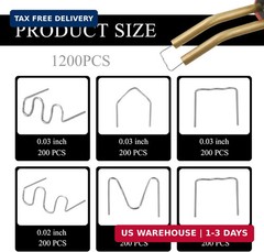 1200PCS Plastic Welding Staples, 6 Sizes 0.6mm 0.8mm Big Wave Plastic Welder USA