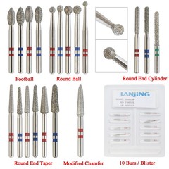 Dental Diamond Burs Zirconia Cutting FG Burr Football Round End Taper Cylinder