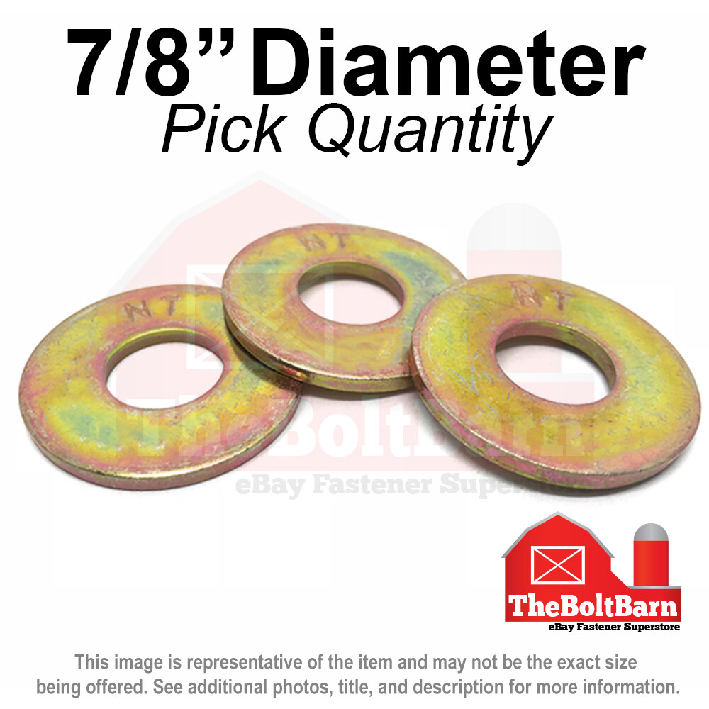 7/8″ USS Flat Washers Grade 8 Steel Zinc Yellow (Pick Quantity)
