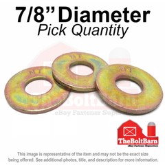 7/8″ USS Flat Washers Grade 8 Steel Zinc Yellow (Pick Quantity)