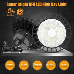 US Plug LED High Bay Light Dimmable AC100-277V 150W Warehouse Shop Barn (4 Pack)