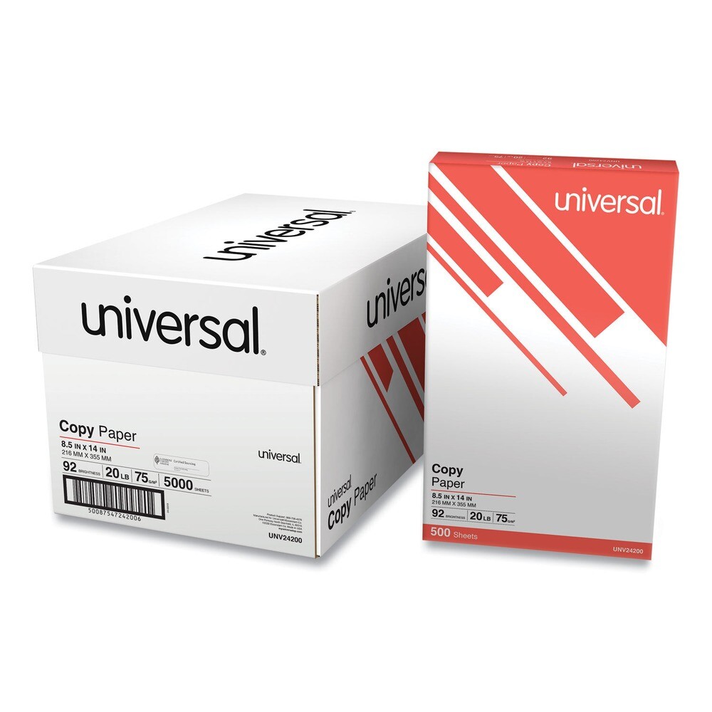 Universal 24200 8.5 in. x 14 in. Legal Size Copy Paper – White (10 RM/CT) New