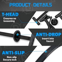 100 Pcs Nylon Universal Cable Tie Buckle for Car, T Style Automotive Zipper Clip
