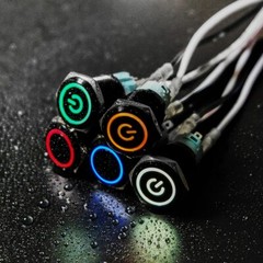 16mm Metal Black Push Button Switch LED Light Momentary Latching Waterproof 12V