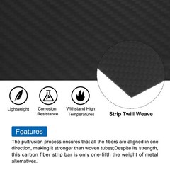 Carbon Fiber Sheet 250×100×0.5mm Matte Surface Twill Weave Panel Sheet