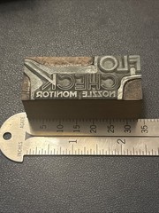 FLo Check nozzle monitor | Vintage letterpress printing block – York PA