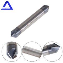 5Pcs 3/8″ 4 Flute 90 Degree Double End Carbide Chamfer Mill 2.5″ Overall Length