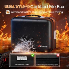 Fireproof Document Box with Lock, 5200°F Fireproof Water Resistant Hard Case …