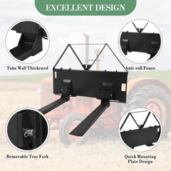 46″ Heavy-Duty Tractor Pallet Forks, 3200lbs Quick-Attach Skid Steer Loader Fork