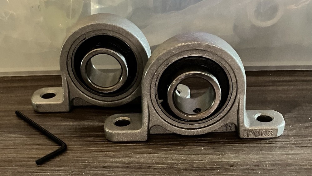 2pcs Total -P003 17mm Mounted Pillow Block Bearing Solid Base Cast Housing Gray.