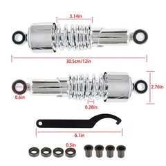 Motorcycle Chrome Rear Shocks Absorbers 10.5in 267mm