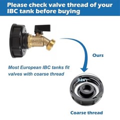 275-330 Gallon IBC Tote Tank Adapter 2″ Brass Coarse Thread Hose Faucet Valve