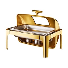 Gold 9QT Roll Top Chafing Dish Buffet Set Stainless Steel with Fuel Holder Hotel