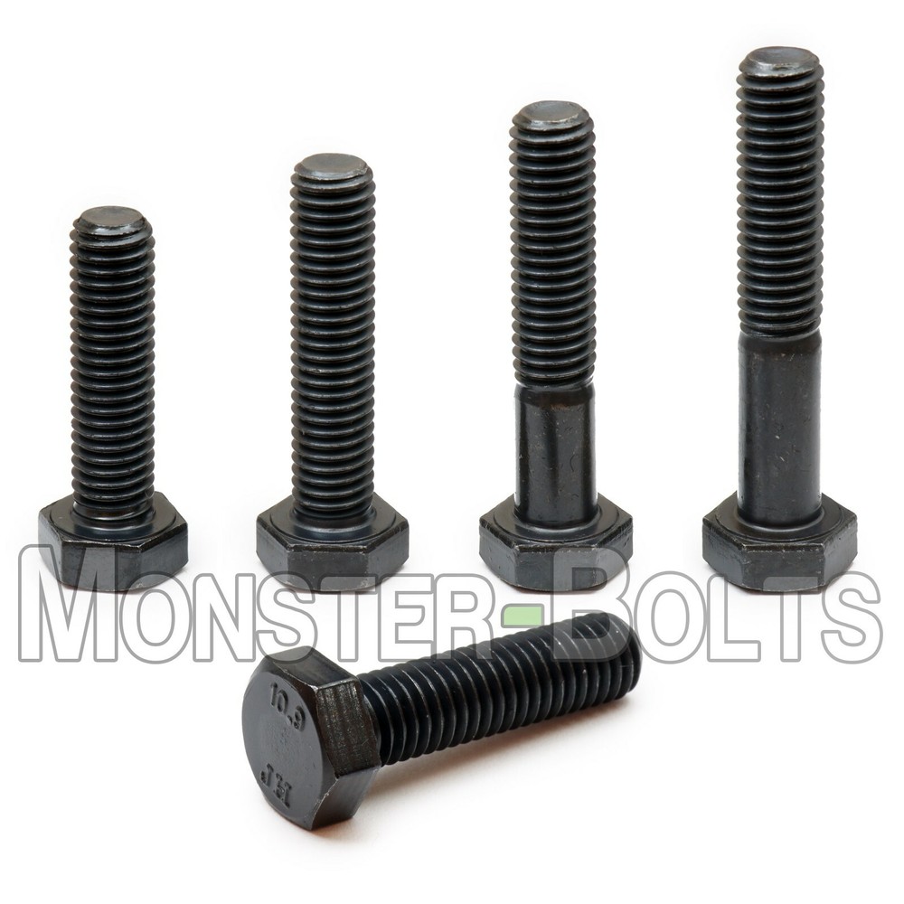 M6 Hex Cap Bolts / Screws, 10.9 Alloy Steel, Metric Coarse 1.0 DIN 933 931 Tap