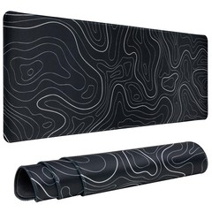Gaming Mouse Pad Large 31.5 x 11.8in Topographic 11.8″ x 31.5″, Black