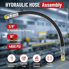 18″/24″/36″ – 3/8″ Hydraulic Hose #6 JIC Female Straight Swivel Fittings