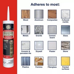 GE Supreme Paintable Silicone Caulk for Kitchen & Bathroom – 9.5 fl oz