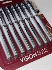 8-Pack uni-ball Vision Elite Rollerball Pens Bold 0.8mm Black Ink – Brand New!