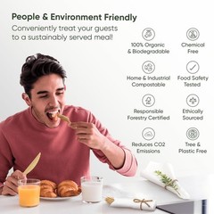 Ecopreps Luxury Pre-Rolled Napkin And Bamboo Cutlery Set 50 Pack 200 Pcs 100