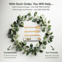 Ecopreps Luxury Pre-Rolled Napkin And Bamboo Cutlery Set 50 Pack 200 Pcs 100