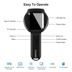 Handheld Dermatoscope, 500X Magnification Skin & Scalp Analyzer for Scalp/Hair