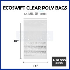 1-10000 14×18 EcoSwift Self Seal Suffocation Warning Clear Poly Bags Free Ship