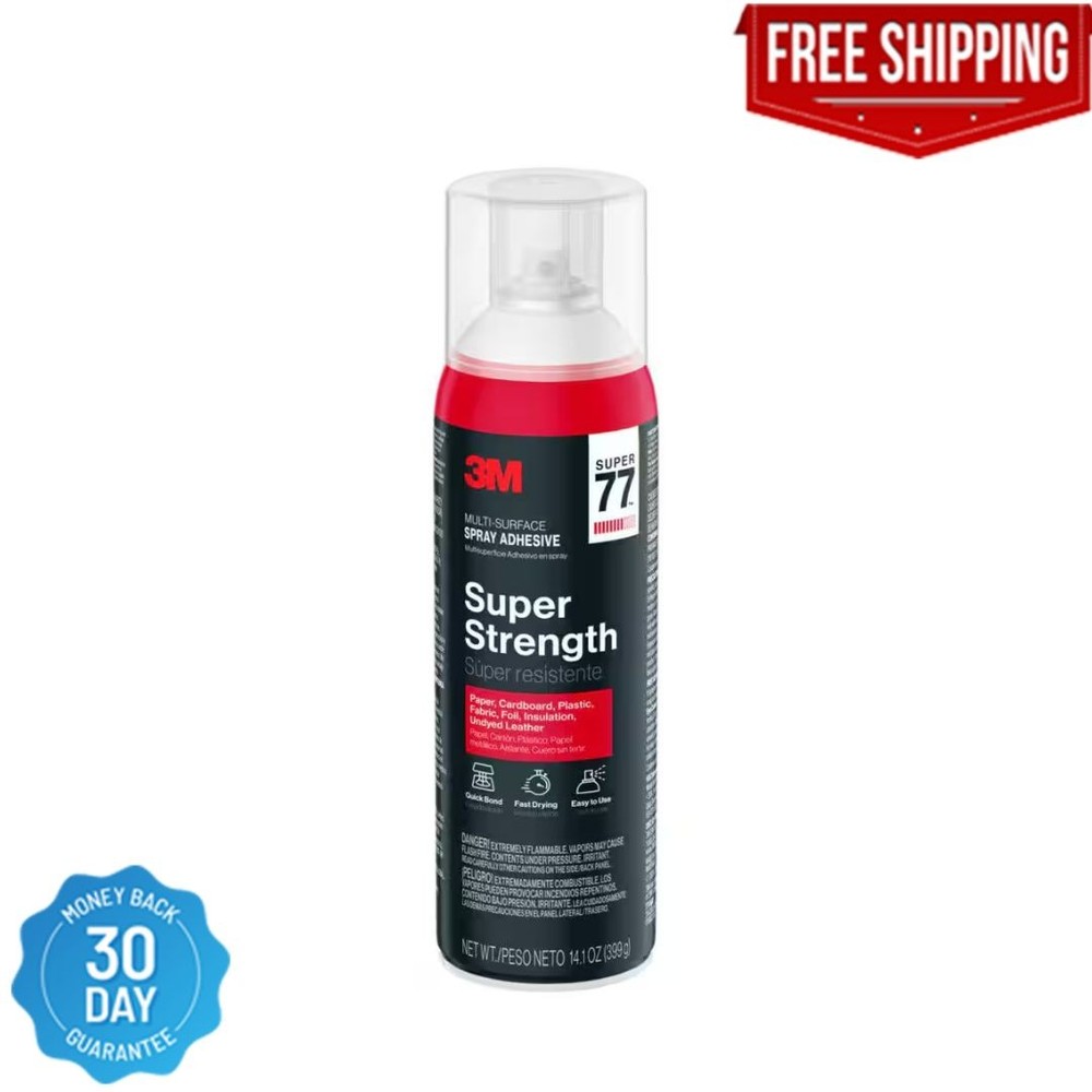 3M Super 77 Multi-Surface Spray Adhesive, 14.1 Oz., Low VOC, Quick Bond, Fast Dr