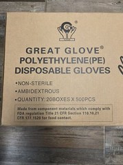 Great Gloves Polyethylene Gloves (PE) XL Disposable Food Grade 10,000 PCS