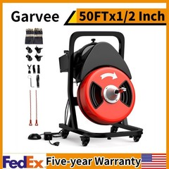 ⏯50FTx1/2 Inch Drain Cleaner Machine Sewer Snake Electric Drain for 2″ to 4″ Pip