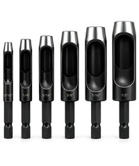 6 Pcs Leather Hole Punch Drill Bit Set 3/16 to 3/8 Inch Black Craft Tool